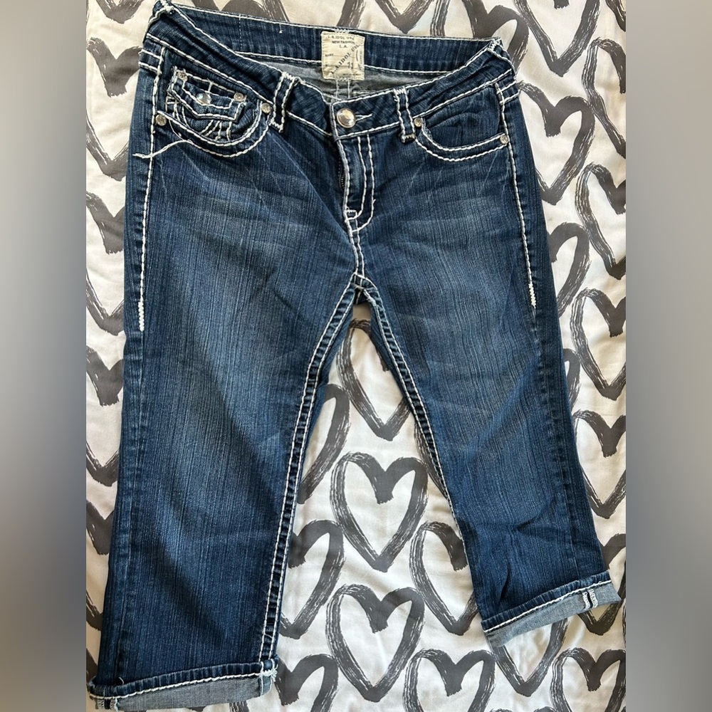 L.A. IDOL Dark Blue Ankle Jeans